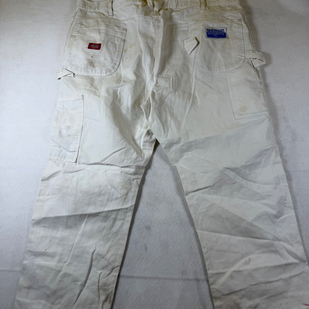 Dickies Mens White Painter Pants Distressed Paint Splatter Workwear 42x29